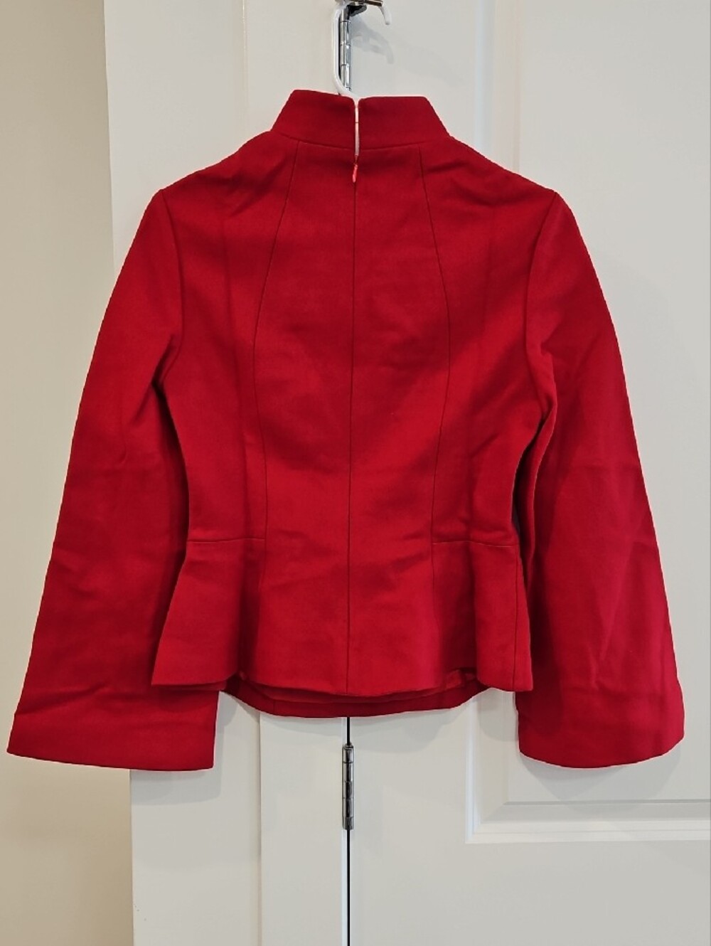 Red Women's Structured Ruffle-Front Jacket - Picture 5 of 9
